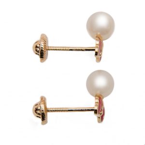 Cercei aur fluturasi & perle