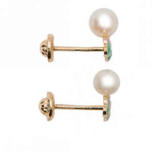 Cercei aur fluturasi & perle